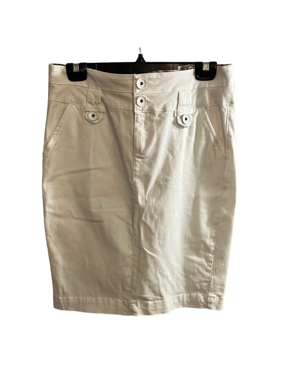Bright White Cargo Pencil Skirt Knee-Length for Work